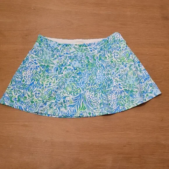 Lilly Pulitzer Aila Skort Dandy Lions Hydra Blue UPF 50+ Luxletic Size Large - Picture 3 of 13